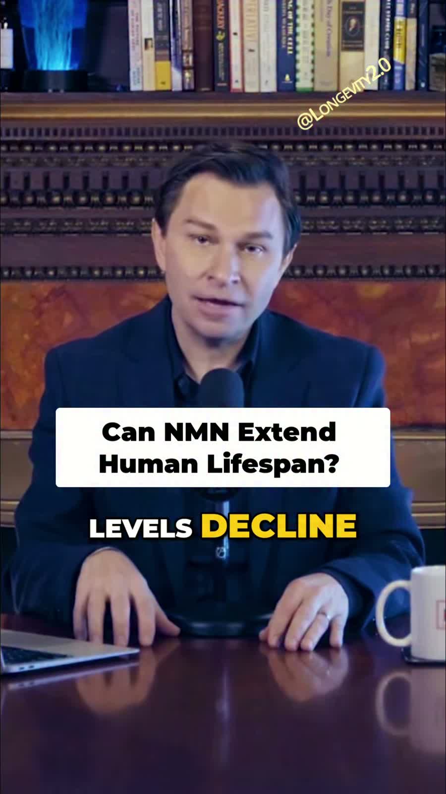 Facebook Reel frame about NAD, NMN, NR and longevity