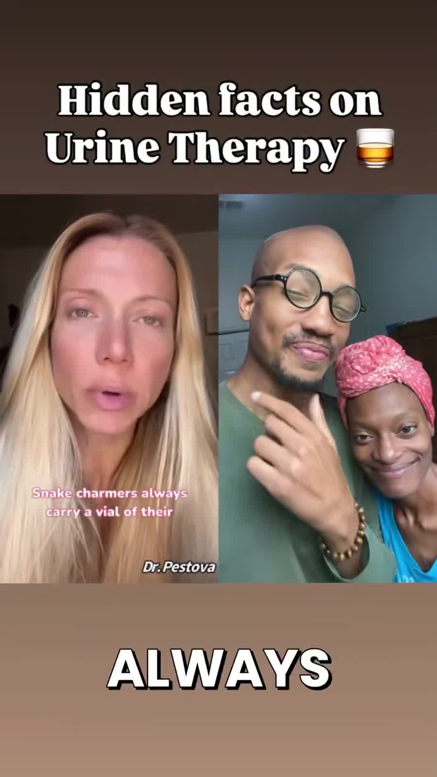 TikTok frame for urine therapy and stem-cell claim